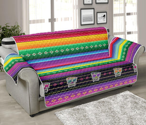 Sugar Skull Mexican Serape Pattern Print Sofa Protector