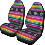 Sugar Skull Mexican Serape Pattern Print Universal Fit Car Seat Covers