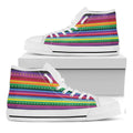 Sugar Skull Mexican Serape Pattern Print White High Top Sneakers