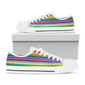 Sugar Skull Mexican Serape Pattern Print White Low Top Sneakers