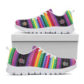Sugar Skull Mexican Serape Pattern Print White Running Shoes