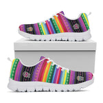 Sugar Skull Mexican Serape Pattern Print White Sneakers