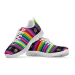 Sugar Skull Mexican Serape Pattern Print White Sneakers