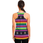 Sugar Skull Mexican Serape Pattern Print Women's Racerback Tank Top