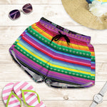 Sugar Skull Mexican Serape Pattern Print Women's Shorts