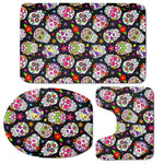 Sugar Skull Pattern Print 3 Piece Bath Mat Set