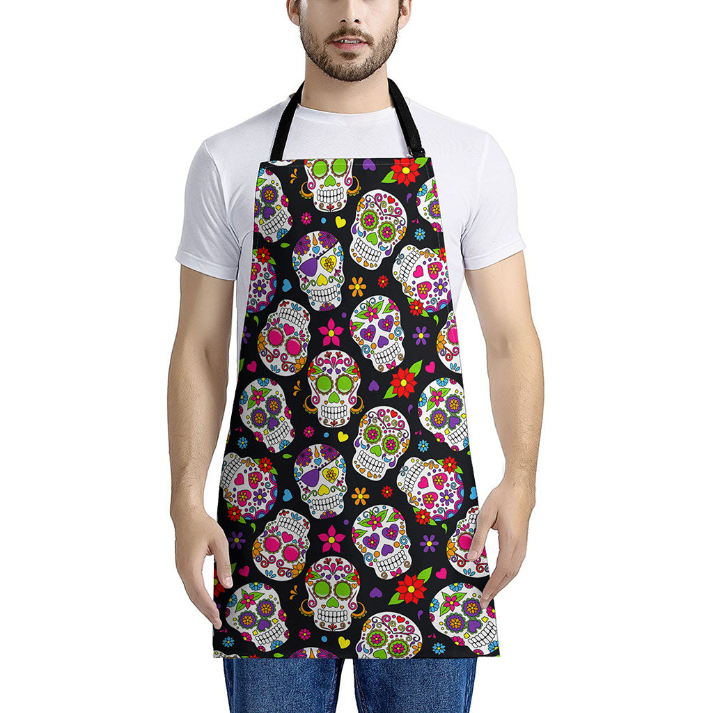 Sugar Skull Pattern Print Apron