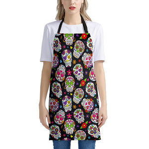 Sugar Skull Pattern Print Apron