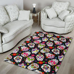 Sugar Skull Pattern Print Area Rug GearFrost