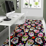Sugar Skull Pattern Print Area Rug GearFrost