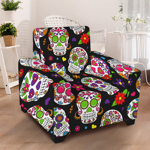 Sugar Skull Pattern Print Armchair Slipcover