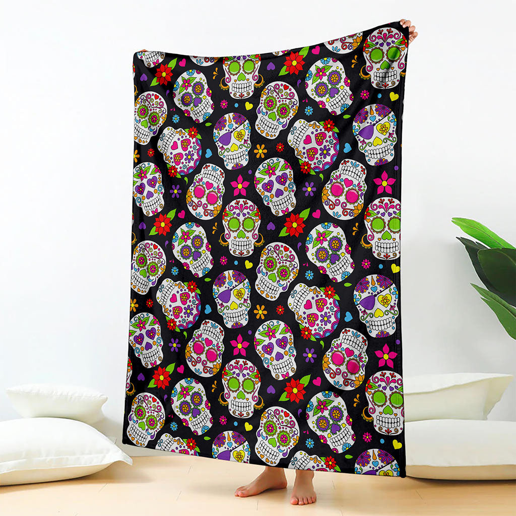 Sugar Skull Pattern Print Blanket