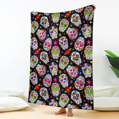 Sugar Skull Pattern Print Blanket