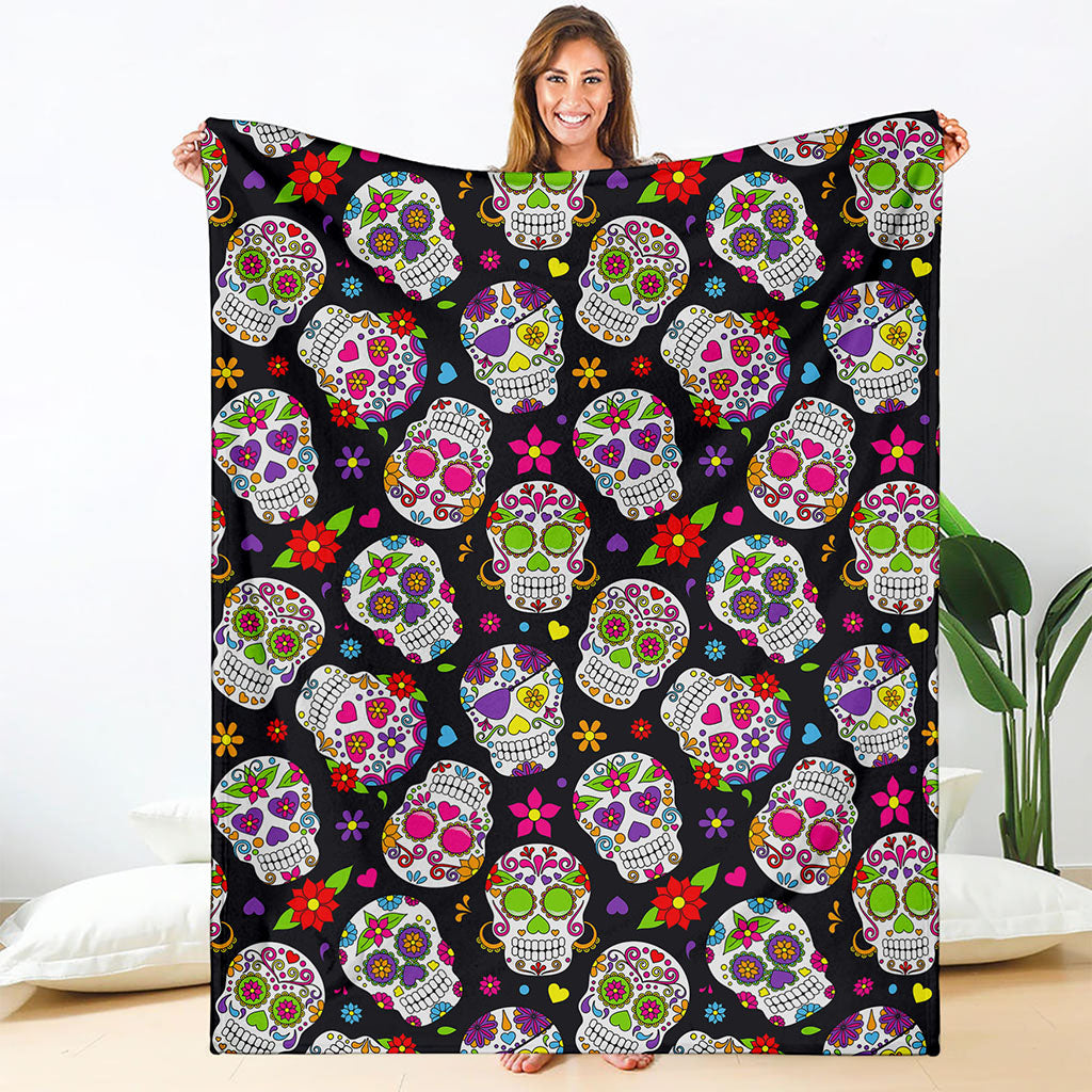 Sugar Skull Pattern Print Blanket