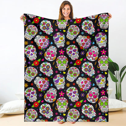 Sugar Skull Pattern Print Blanket
