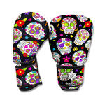 Sugar Skull Pattern Print Boxing Gloves