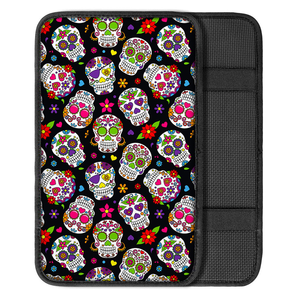 Sugar Skull Pattern Print Car Center Console Cover