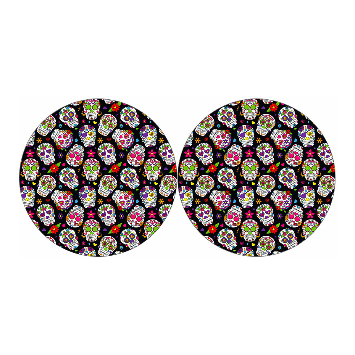 Sugar Skull Pattern Print Car Coasters