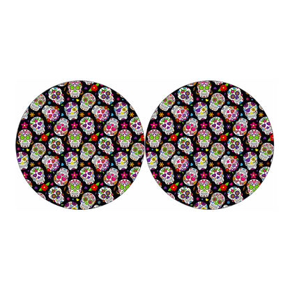 Sugar Skull Pattern Print Car Coasters