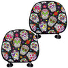 Sugar Skull Pattern Print Car Headrest Covers