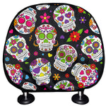 Sugar Skull Pattern Print Car Headrest Covers