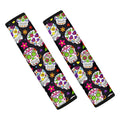 Sugar Skull Pattern Print Car Seat Belt Covers