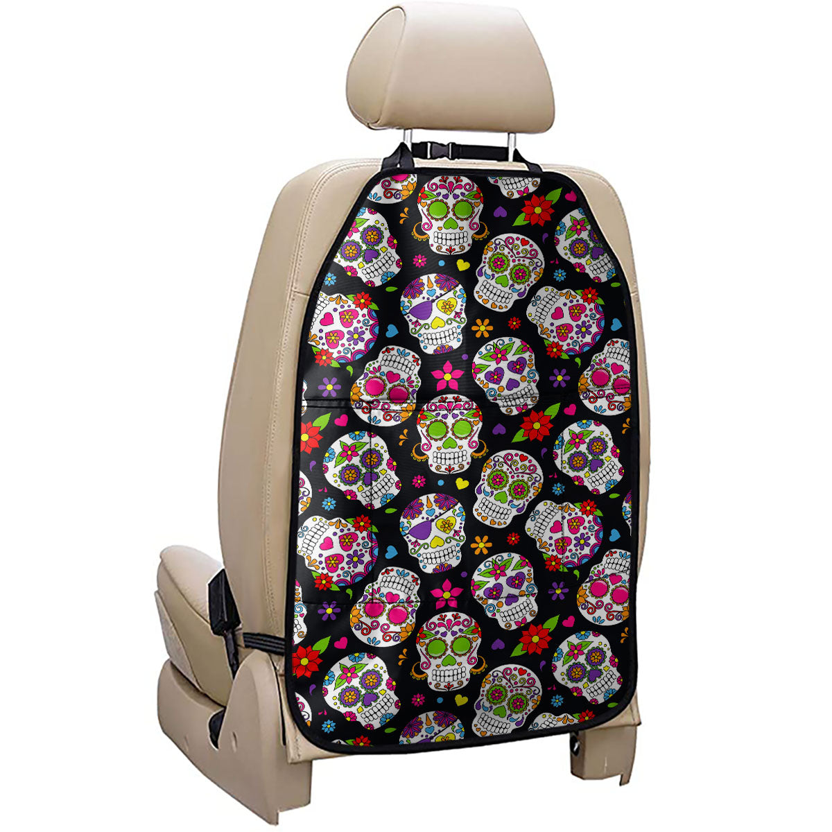 Sugar Skull Pattern Print Car Seat Organizers