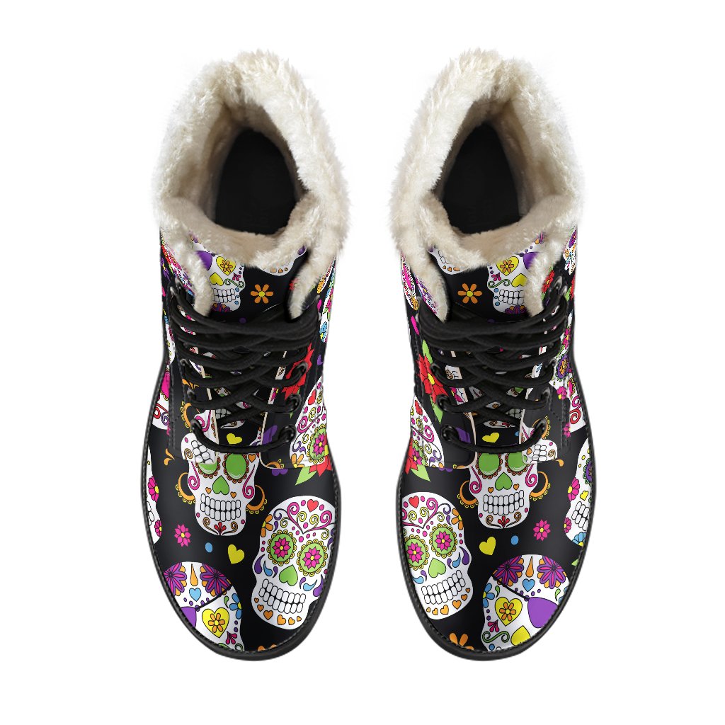Sugar Skull Pattern Print Comfy Boots GearFrost
