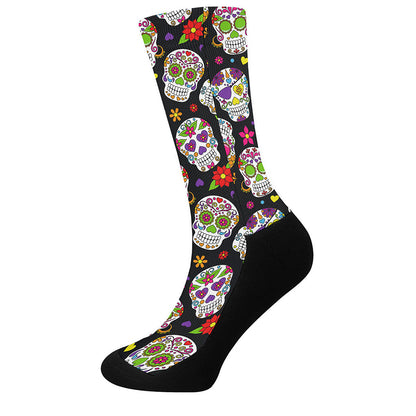 Sugar Skull Pattern Print Crew Socks