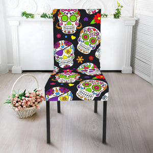 Sugar Skull Pattern Print Dining Chair Slipcover