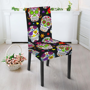 Sugar Skull Pattern Print Dining Chair Slipcover