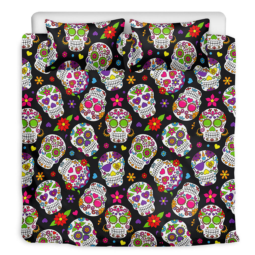 Sugar Skull Pattern Print Duvet Cover Bedding Set