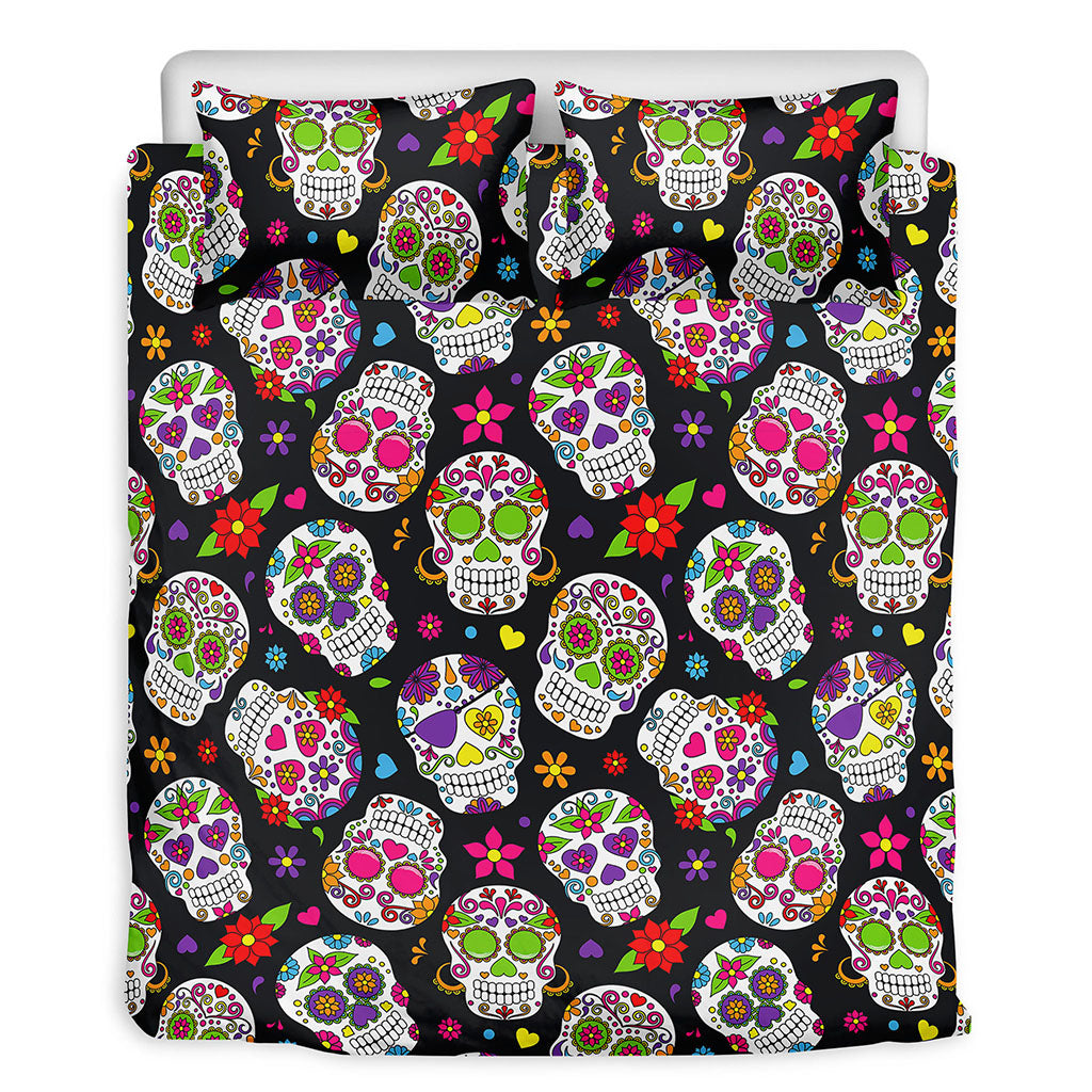 Sugar Skull Pattern Print Duvet Cover Bedding Set