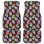 Sugar Skull Pattern Print Front and Back Car Floor Mats