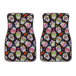 Sugar Skull Pattern Print Front Car Floor Mats