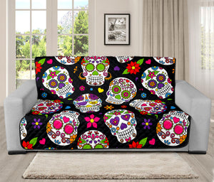 Sugar Skull Pattern Print Futon Protector