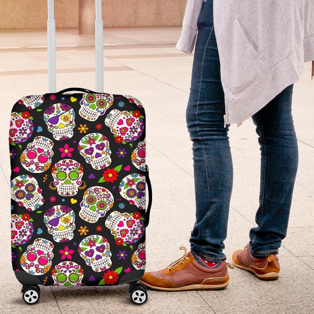 Sugar Skull Pattern Print Luggage Cover GearFrost