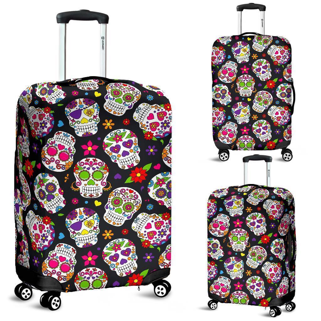 Sugar Skull Pattern Print Luggage Cover GearFrost