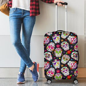 Sugar Skull Pattern Print Luggage Cover GearFrost