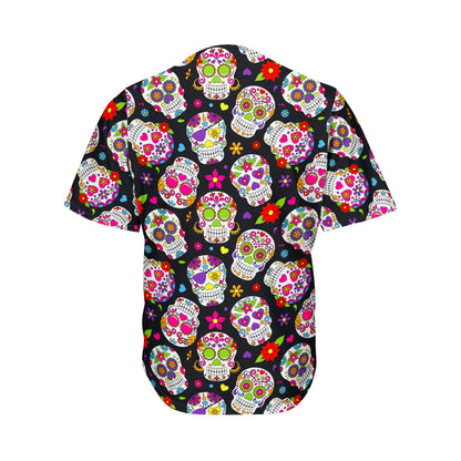 Sugar Skull Pattern Print Men's Baseball Jersey
