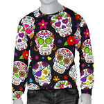 Sugar Skull Pattern Print Men's Crewneck Sweatshirt GearFrost