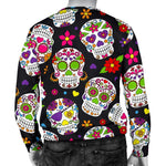 Sugar Skull Pattern Print Men's Crewneck Sweatshirt GearFrost