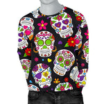 Sugar Skull Pattern Print Men's Crewneck Sweatshirt GearFrost