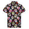 Sugar Skull Pattern Print Men's Short Sleeve Shirt