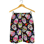 Sugar Skull Pattern Print Men's Shorts