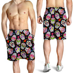 Sugar Skull Pattern Print Men's Shorts
