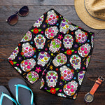 Sugar Skull Pattern Print Men's Shorts