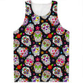 Sugar Skull Pattern Print Men's Tank Top
