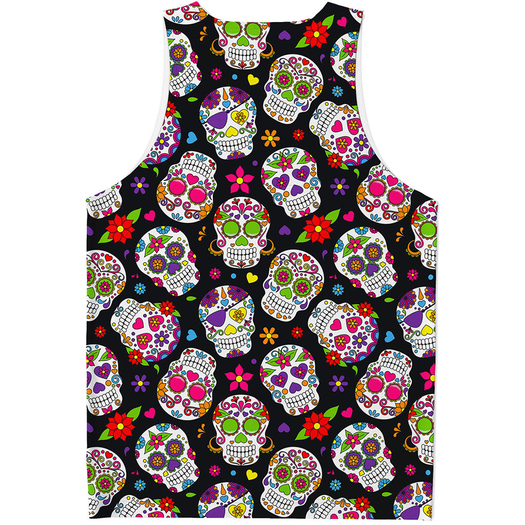 Sugar Skull Pattern Print Men's Tank Top