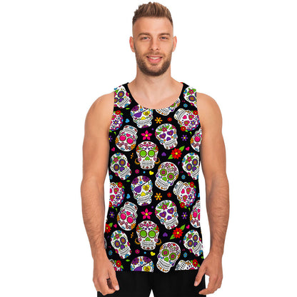 Sugar Skull Pattern Print Men's Tank Top